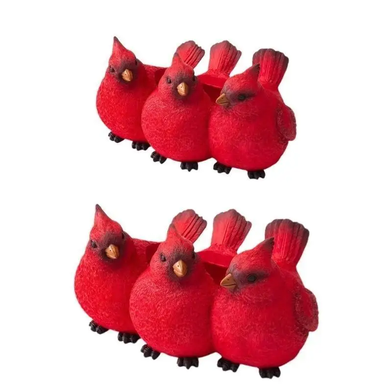 Cartoon Red Three Bird Flower Pot Succulent Plant Resin Flower Pot Home Decor Bird Flower Pot Ornament Creative Animal FlowerPot