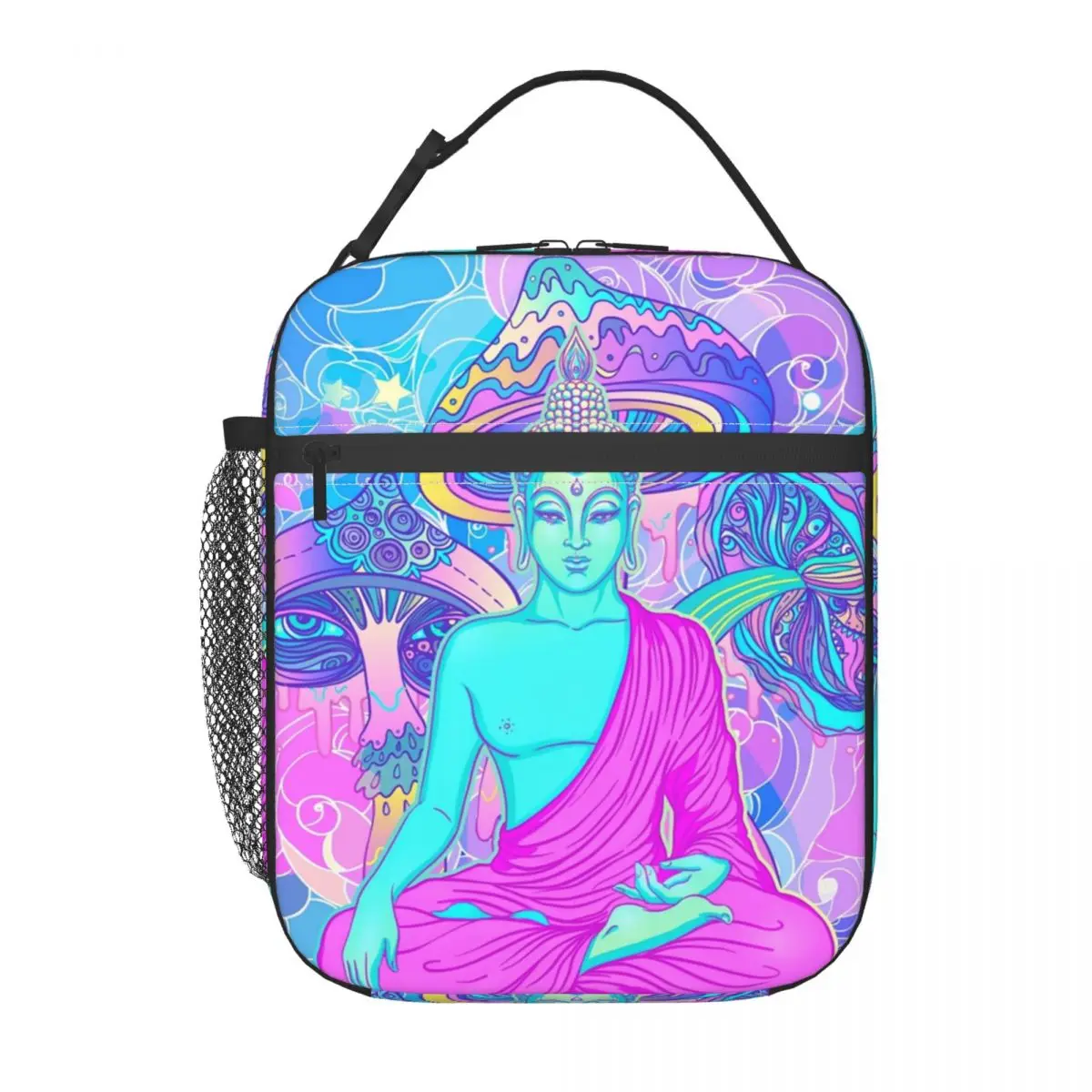 Psychedelic Magic Mushroom Insulated Lunch Bags for Women Trippy Buddha Portable Thermal Cooler Food Lunch Box School