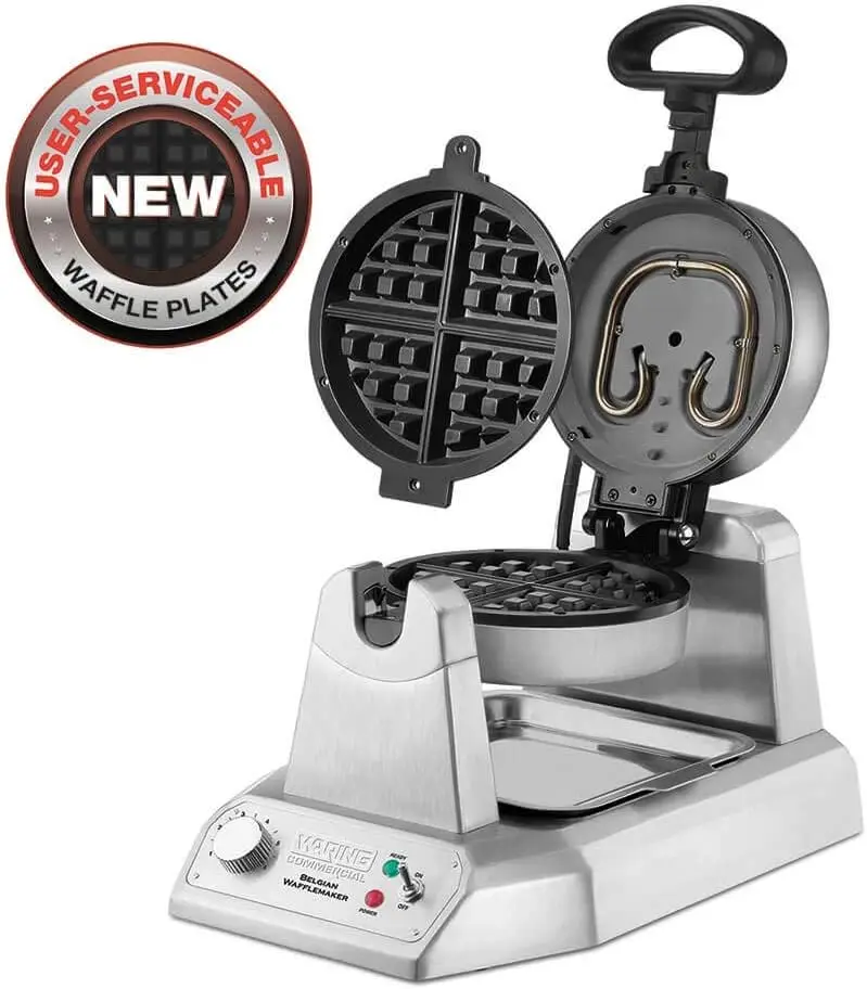 180X Heavy Duty Single Belgian Waffle Maker, Coated Non Stick Cooking Plates, Produces 25 waffles per hour,