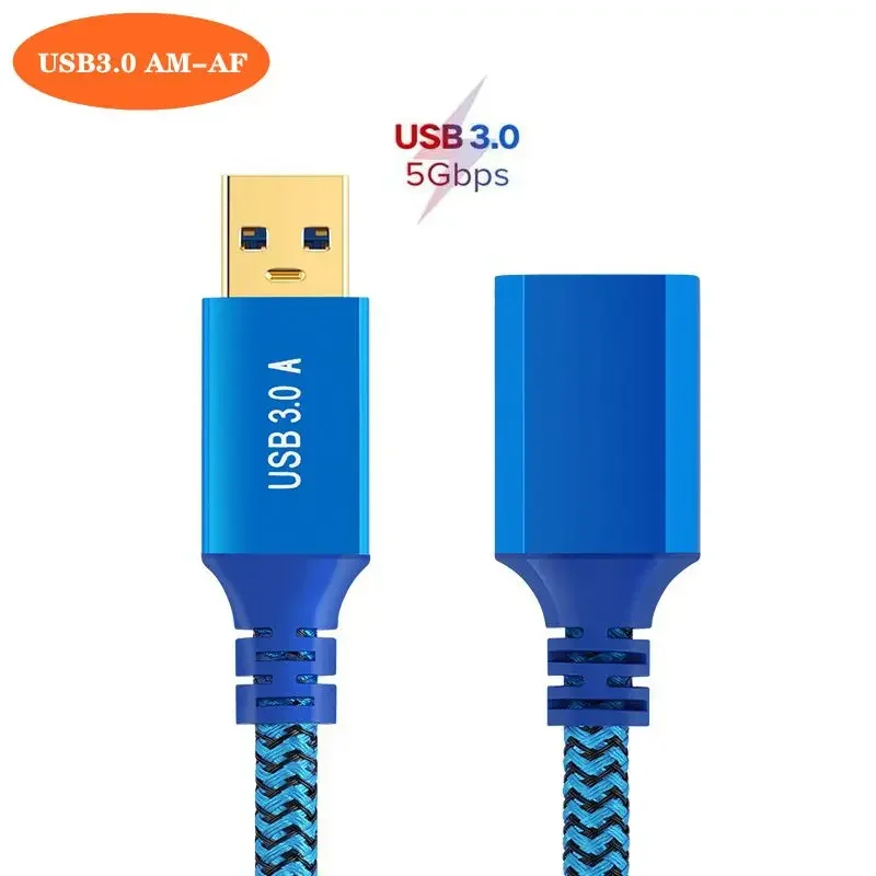 Aluminum Shell USB 3.0 A Male To Female Data Extension Cable, High-Speed Transmission for USB Drives, Mice, Keyboards, Printers