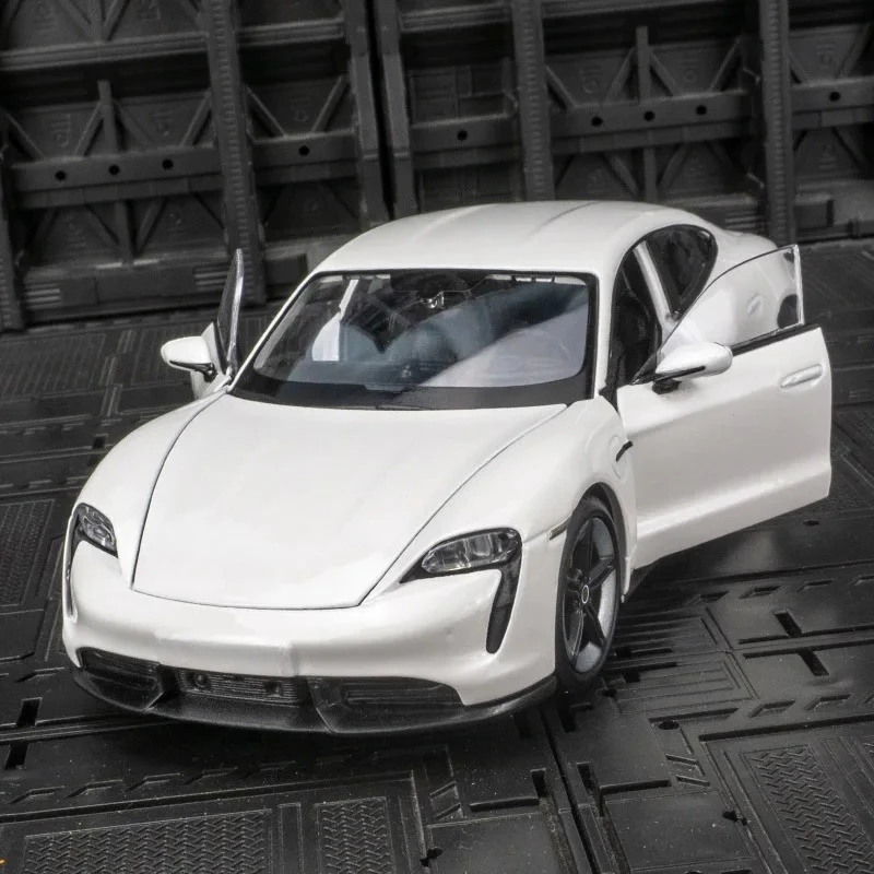 1:24 schaalmodel Porsche Taycan Turbo S van gegoten metaal, simulatie, handwerk, volwassen speelgoed, decoratie, verzamelobject, cadeau