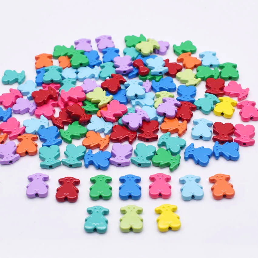 9x11mm Color Bear Shape Beads Jewelry Findings Metal Alloy Beads For Jewelry Making DIY Bracelet Necklace hole 1.5mm