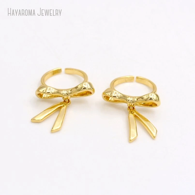 10Pcs Metal Wholesale Copper Bowknot Gold Color Ring RM51040