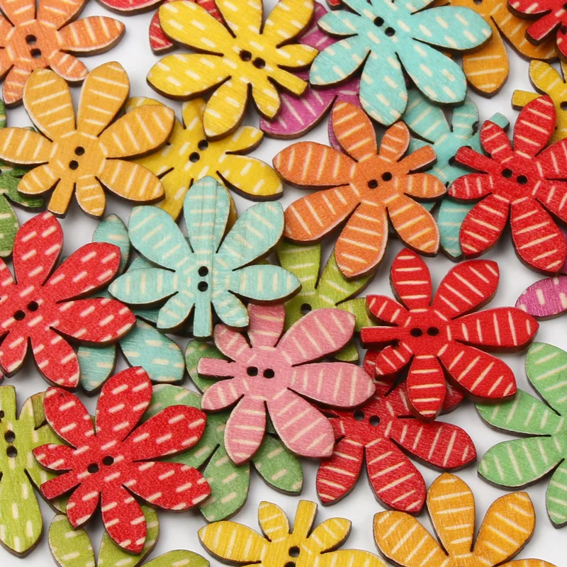 20pcs/Mixed Colorful Leaf Shape Pattern Wooden Button 2 Holes for DIY Sewing Garmen  Clothing Accessories Handmade Craft 30*27mm