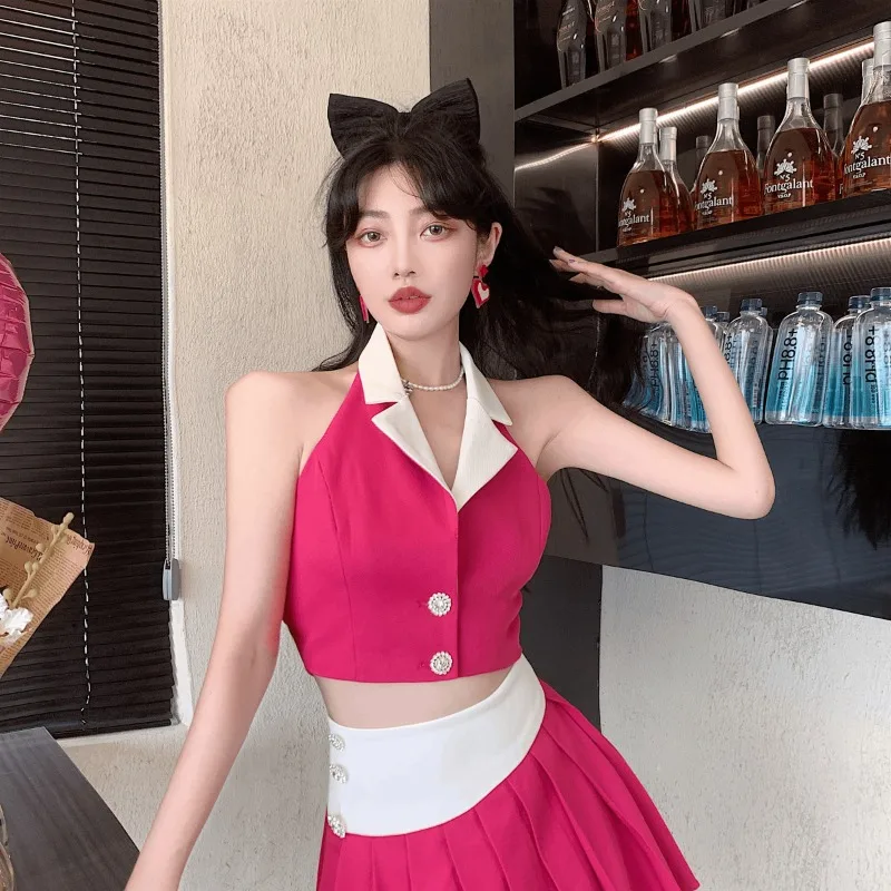 مثير 2 قطعة تنورة مجموعات للنساء مهرجان جديد مطابقة قصيرة أنيقة وأنيقة Y2k الملابس كامل المشارك Ord امرأة الزي البسيطة #5