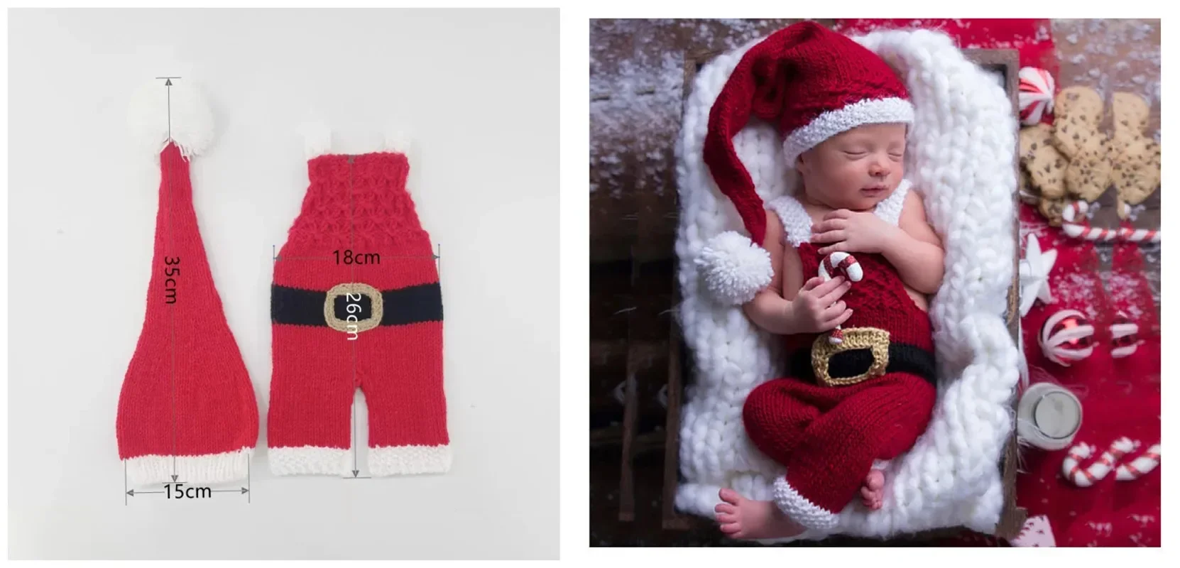 Pakaian rajut fotografi bayi, baju terusan fotografi bayi, baju monyet rajut wol Natal, properti fotografi bayi