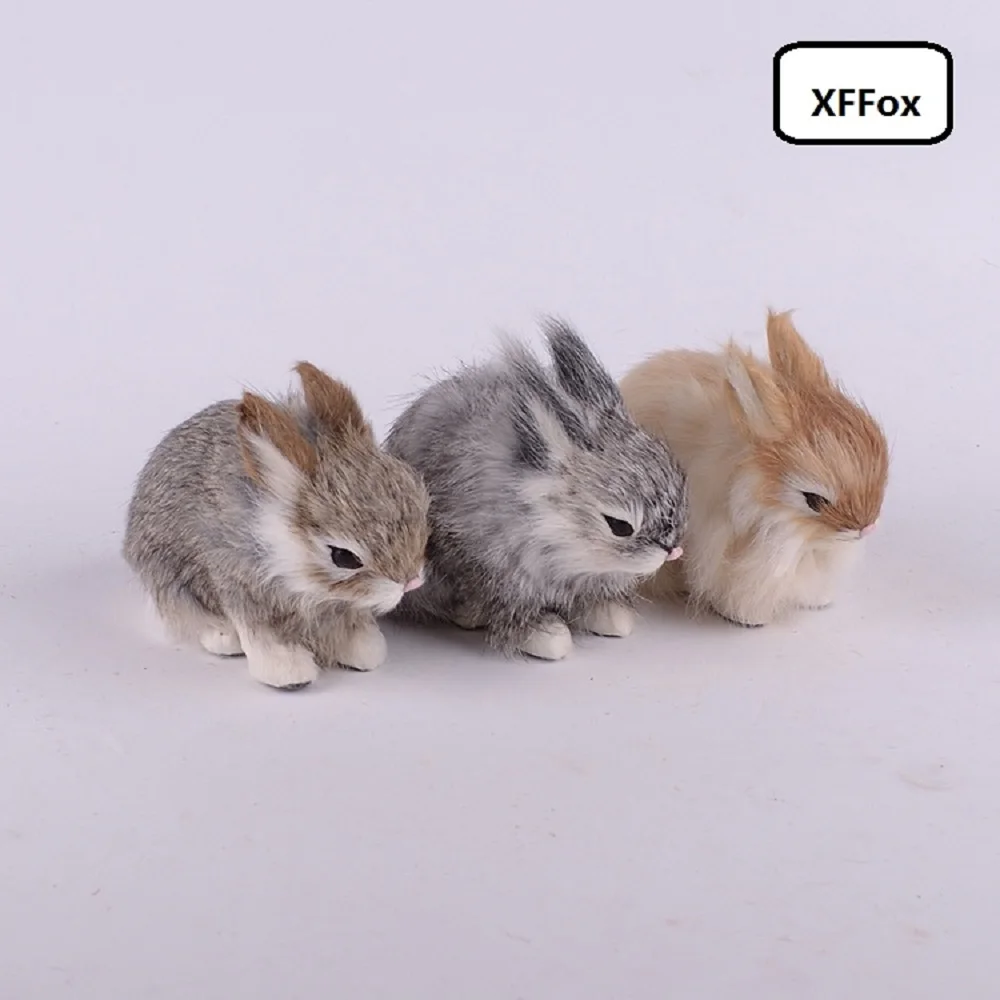 

3 pieces a set real life rabbit models plastic&furs cute rabbit dolls gift about 13x7x10cm xf1957