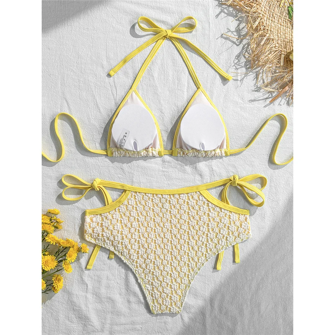Sexy bedruckter Neckholder-Bikini mit hoher Taille, Damen-Badeanzug, zweiteiliges Bikini-Set, gepolsterter Badeanzug, Badebekleidung, Schwimmanzug V8481 – Detail 8