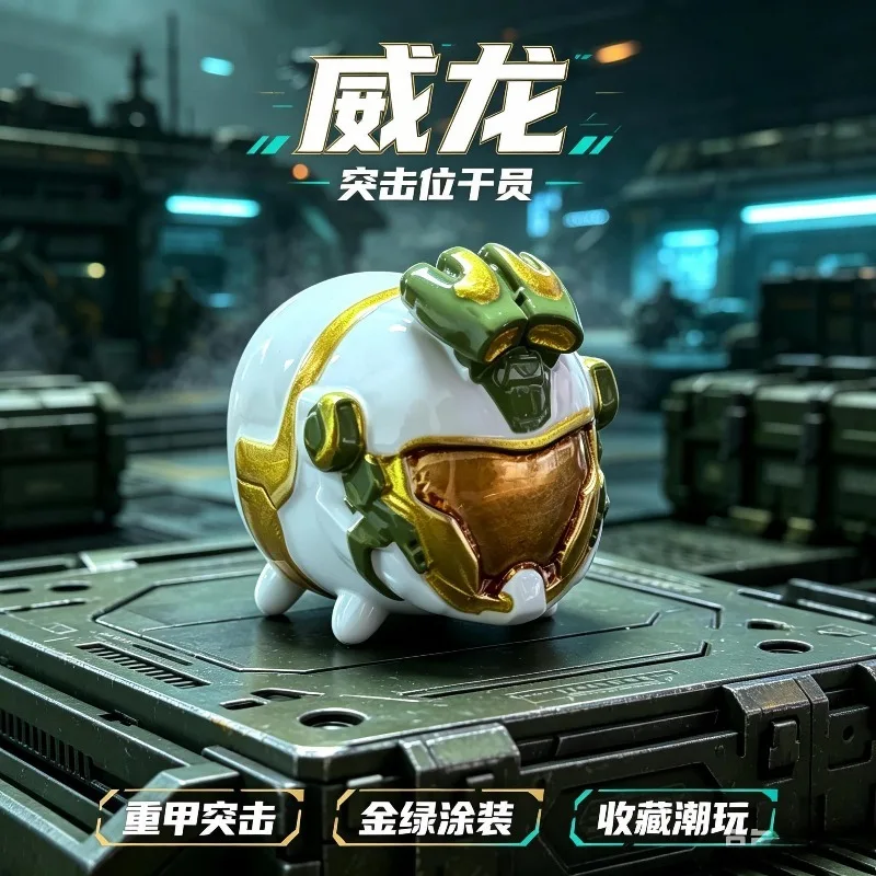 Cute Sci-Fi Heavy Armor Resin Figurine Tactical Helmet Mini Statue Chibi Mecha Doll Desktop Collectible Ornament Gift