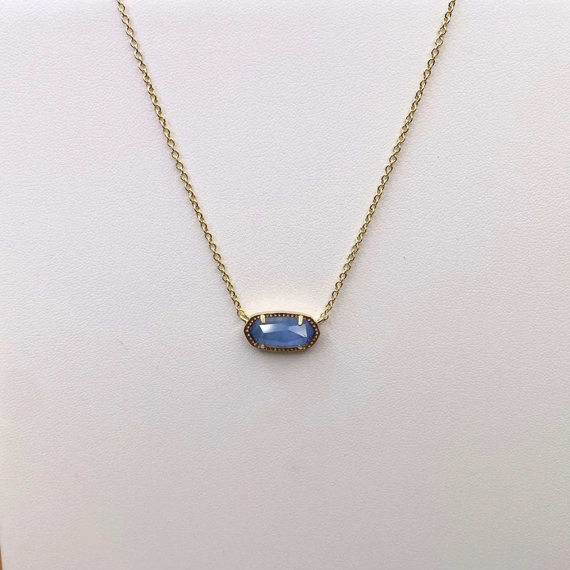 Foreign Trade Export Original Order Light Blue Opal Necklace Pendant 14K Gold Jewelry Women