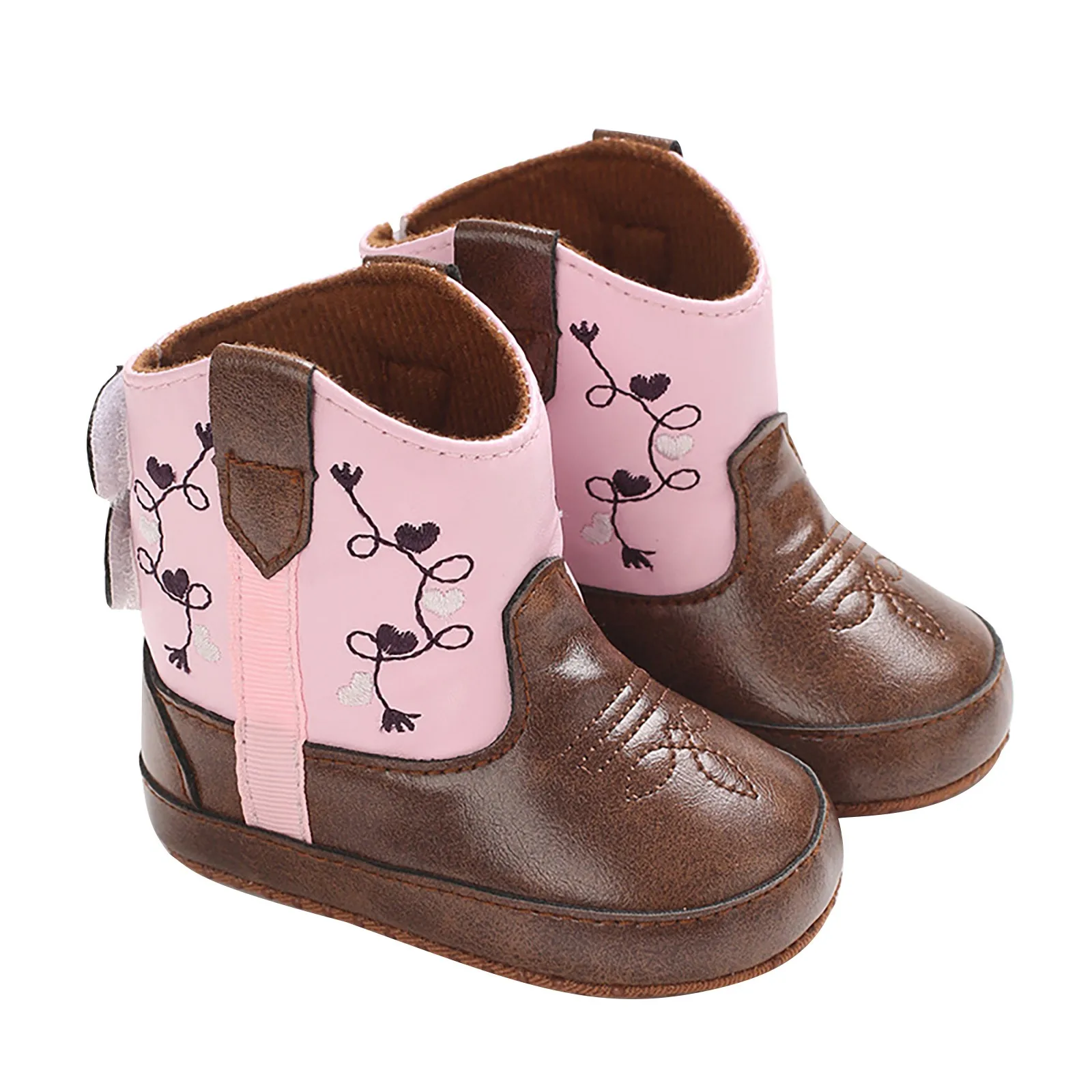 0~1 Years Newborn PU Leather Western Boots Infant Baby Retro Shoes Cowboy Bootie Sole Non Slip Crib Shoes For Toddler Girls Boys