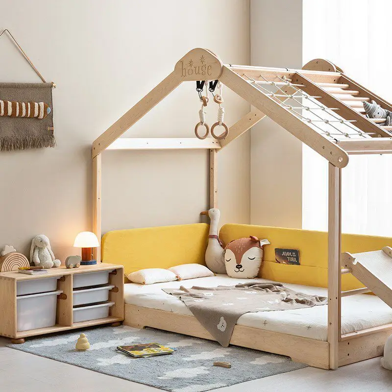 Sky play bed, play game house, climbing frame, slide, solid wood indoor sensory integration training