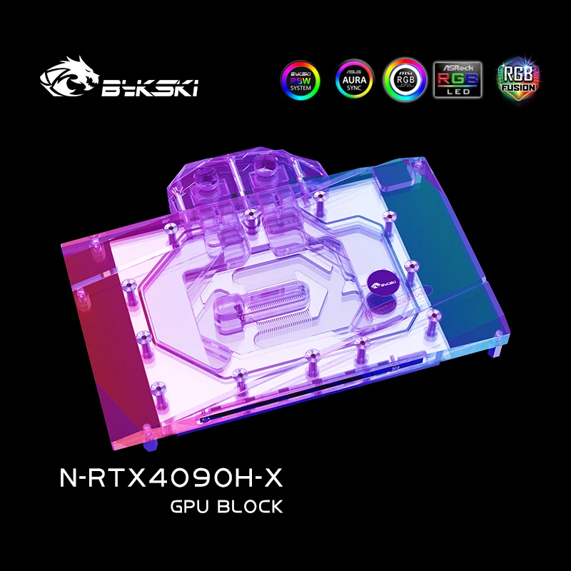 Bykski GPU Water Block for NVIDIA GeForce RTX 4090 Reference Edition AIC Card / Copper Cooling Radiator RGB AURA / N-RTX4090H-X