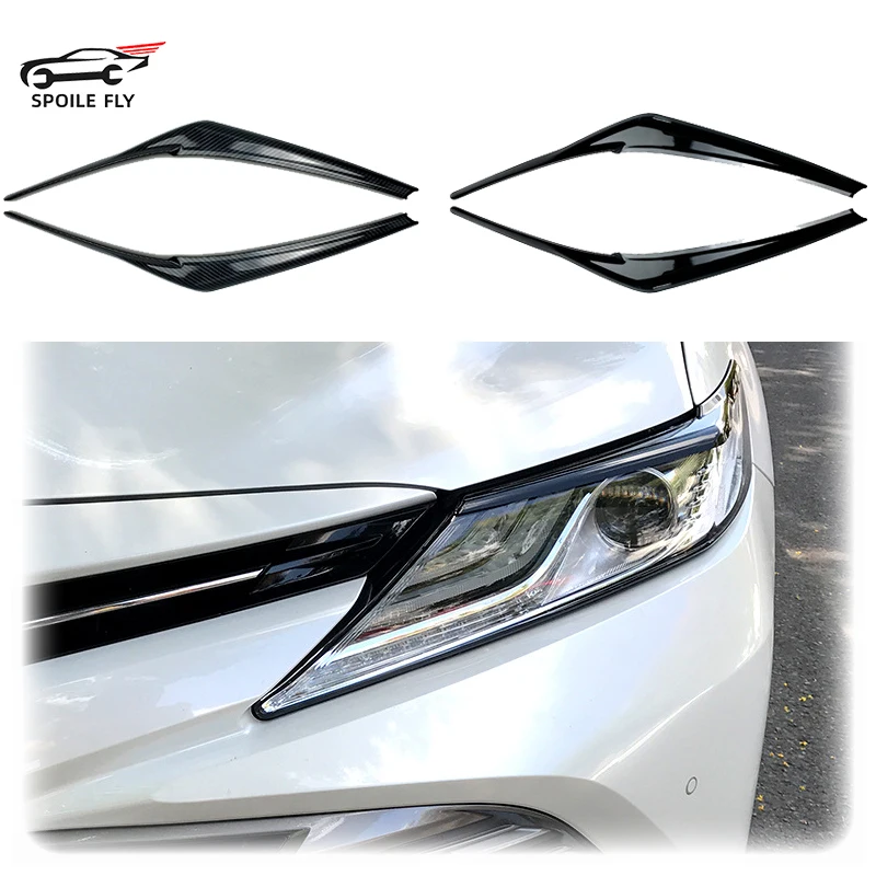 2018 To Up For Toyota Camry Car Headlights Eyebrows Eyelids Stickers High Quality ABS Glossy Black ABS Accessories Car Styling