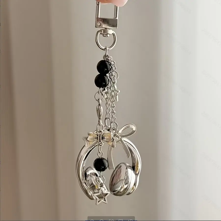 1/5/10/20/50/100pcs /s Cute Creative 3D Beaded Earphone Keychain, Phone Strap Pendant, Backpack Hanging Decoration Accessory, Id