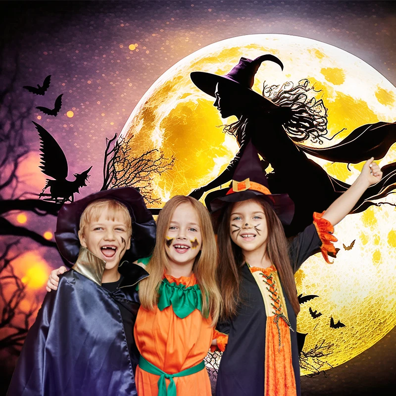 Beenle Halloween Photography Backdrop Horror Night Moon Pumpkin Scary Cemetery Castle Background Family Party Photo Studio