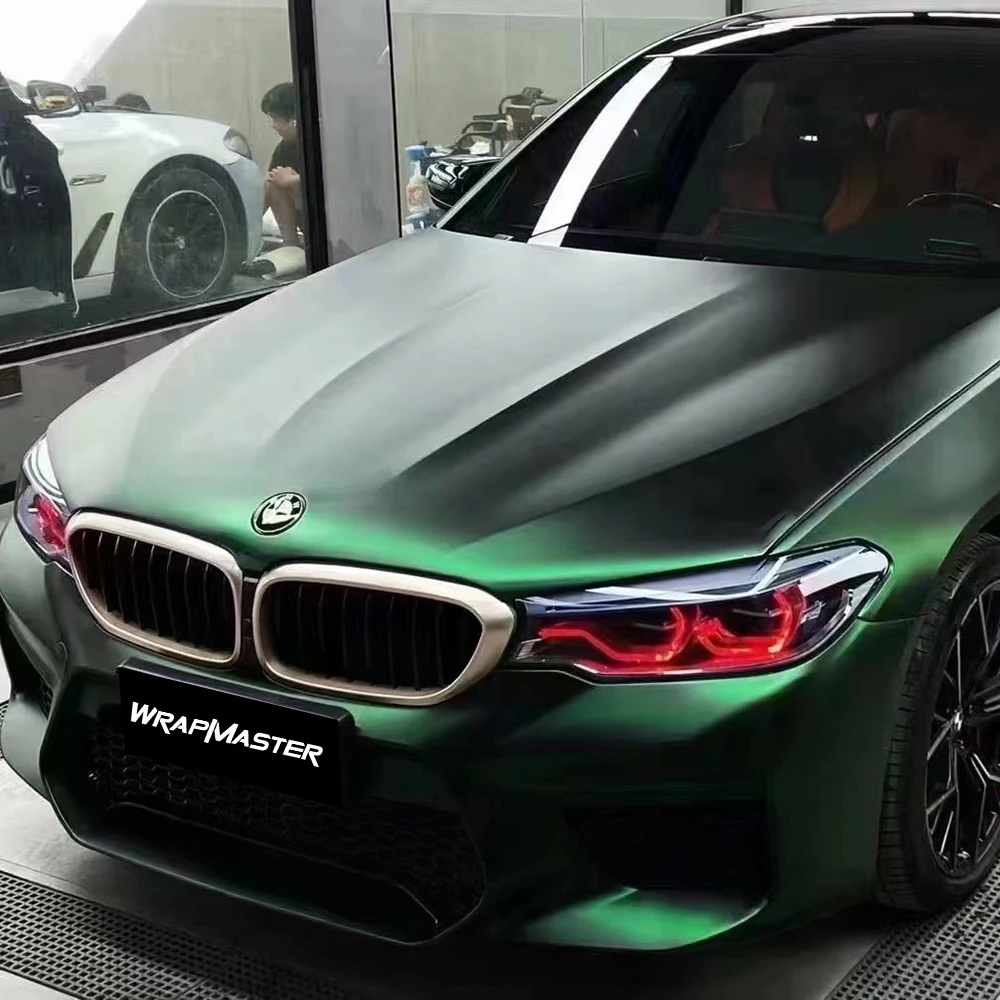 Avvolgimento in vinile per auto sul tetto del cofano in fibra di carbonio verde Venom PET da 1,52x18 m 5x59 piedi