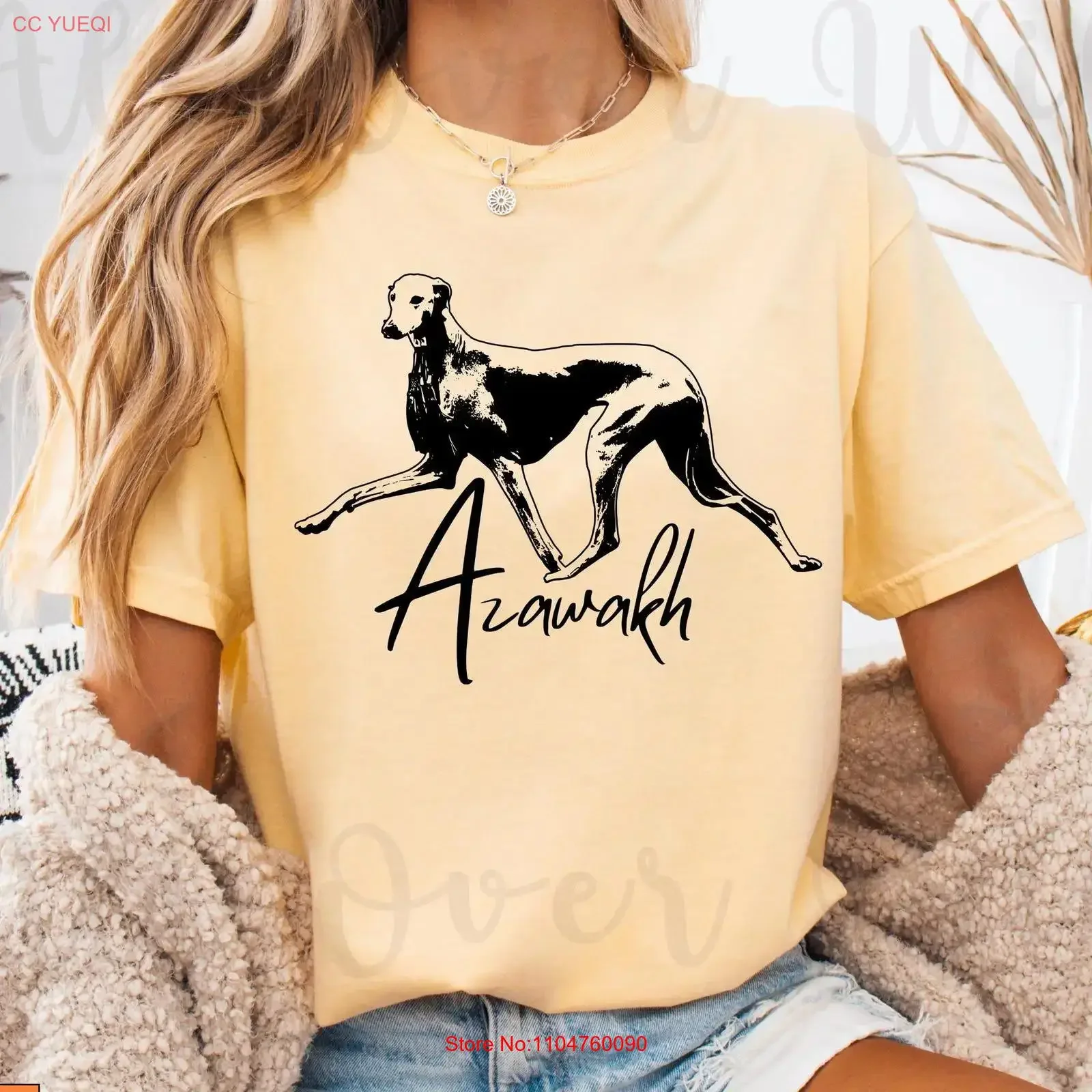 Azawakh T-Shirt 1717 Lover Owner Top Sighthound Apparel Seltene Hunderasse Vintage Washed Unisex Stretchy Stylisch Weich mit Grafik
