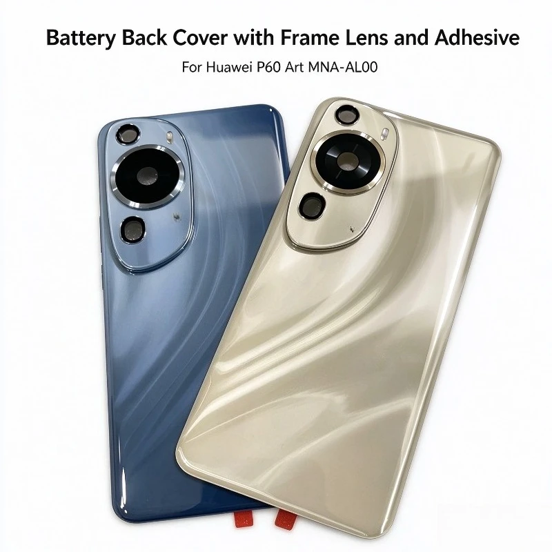Battery Back Cover For Huawei P60 Art MNA-AL00 Rear Housing Glass Case Replace Phone Repair Spare Part + Camera Lens