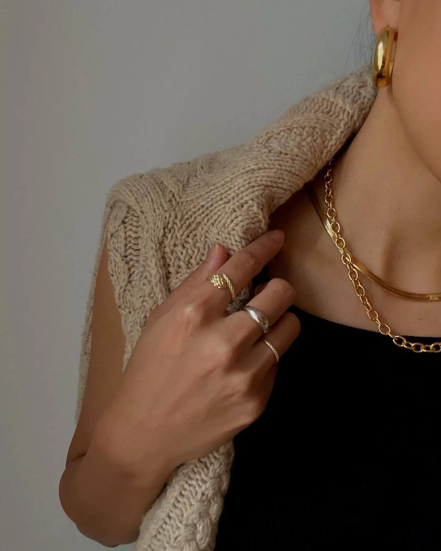 Withered Ins Minimalist Design Open Ring Retro Index Finger Ring Plain Ring Elegant Party Jewelry Rings Women's Ring