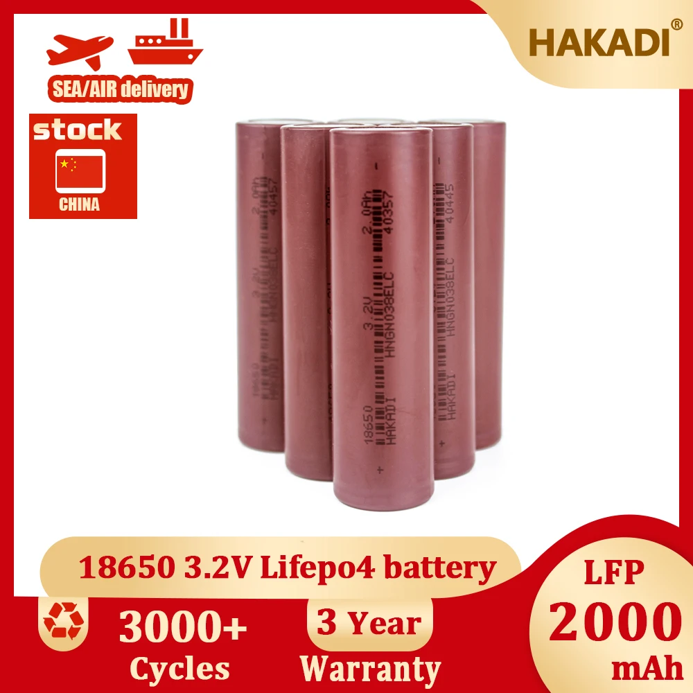 

HAKADI 18650 3.2V 2000mah Lifepo4 Rechargeable Batteries 4-40PCS For DIY Power Bank Solar Street Light Outdoor Home Appliance