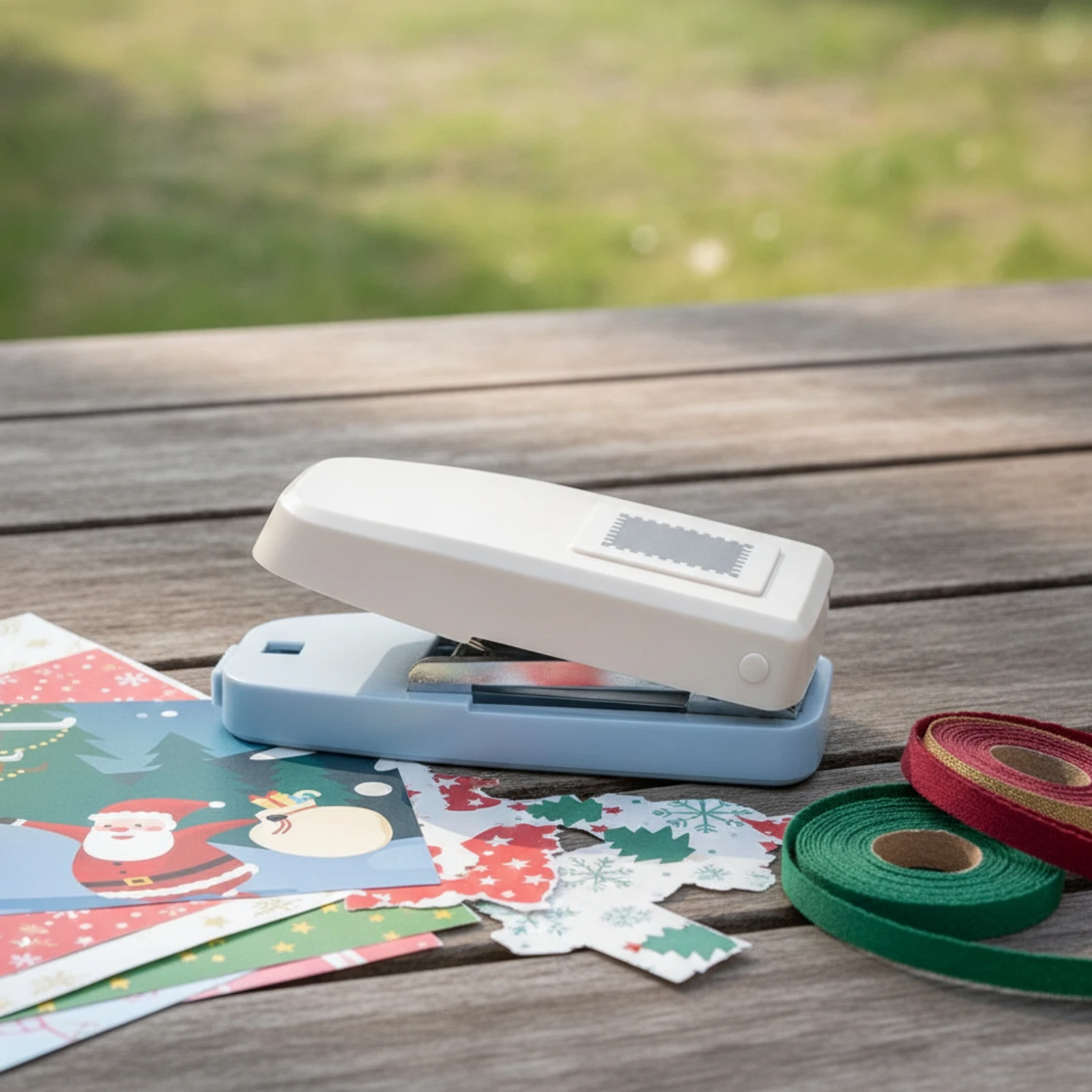 Paper Punch with Embossing Tool Spring-Loaded Handheld Paper Punch Compact for Crafters, Scrapbooking, Card Making