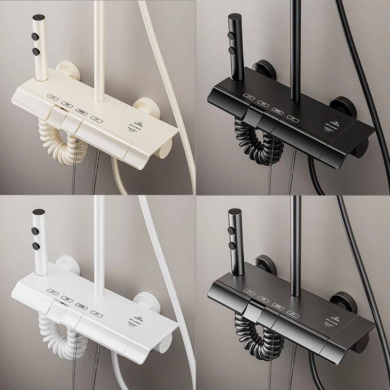 

Brass ABS Shower Set Bathroom Faucet Modern Bath Shower Set System Hotel Bathtub Hot Cold Mixer Rainfall Shower Faucet Full Set