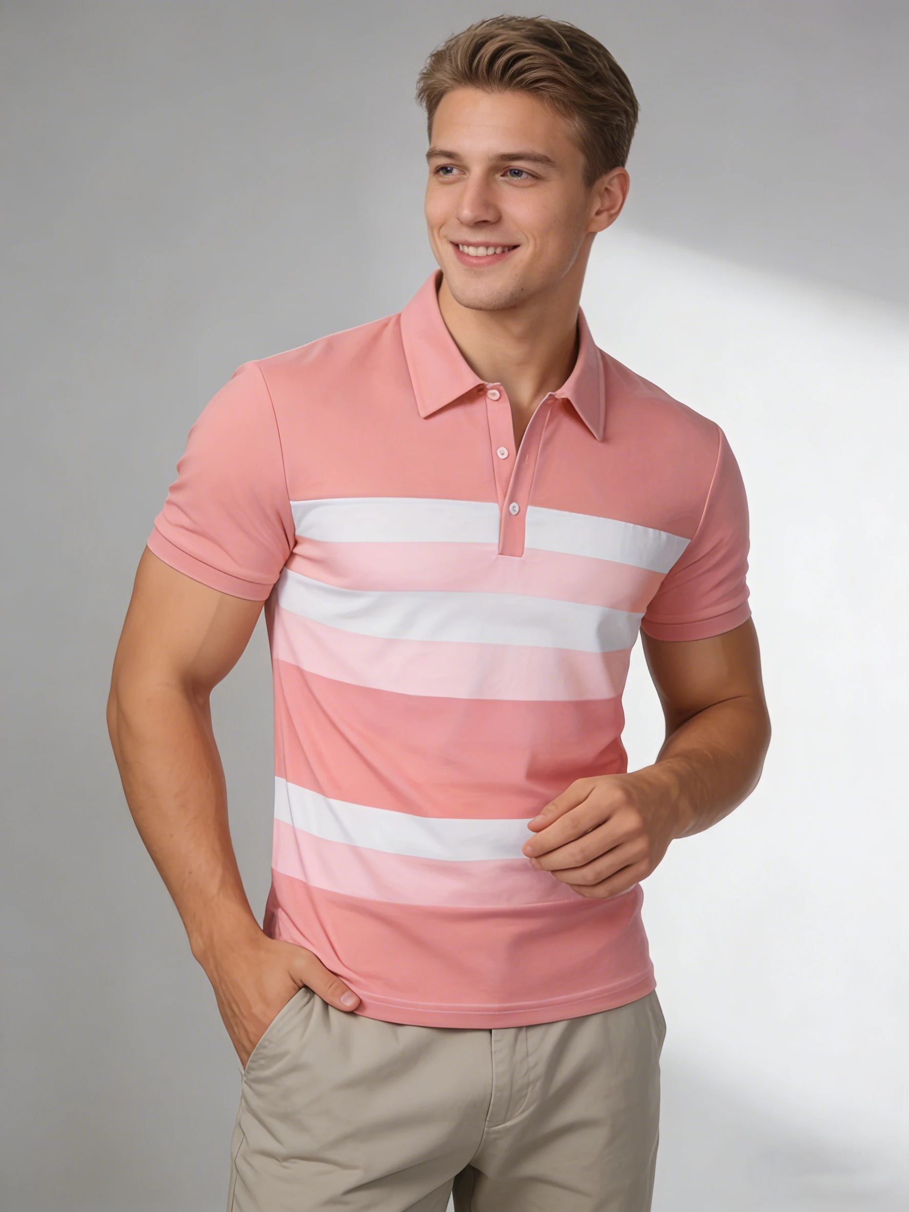 Kemeja Kerah Lengan Pendek Pri - Men'S Fashion Pink Shirt ulasan dan harga