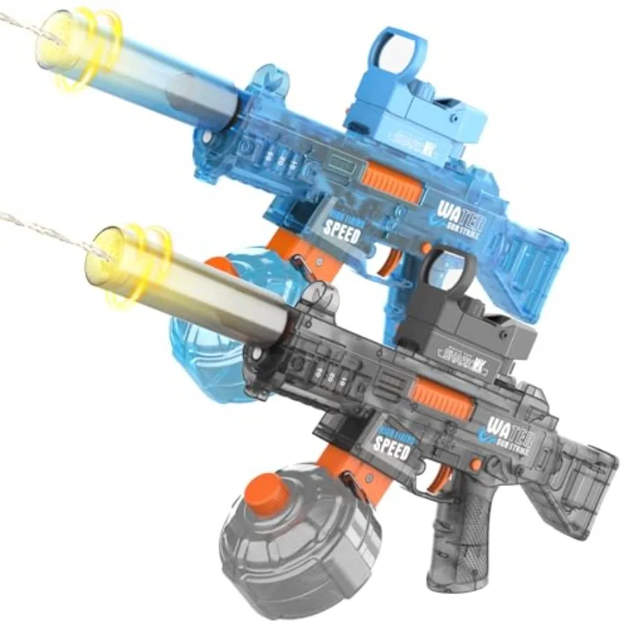 

2-Pack Electric Water Guns for Adults - Automatic Water Gun Squirt Guns with LED Light 32Ft Long-Distance Stream Cool Black Bri