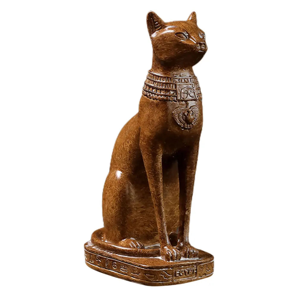 

Imitation Wood Cat Ornaments Resin Statue Vintage Decor Home Accessories Animal Figurines Desktop Carving Decor