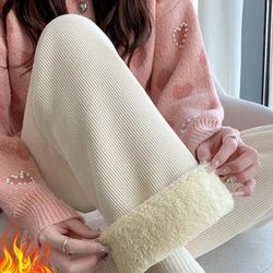 Maternity Pants Winter Thickened Soft Plus Size Casual Wide-Leg Maternity Supportive Belly Pants Maternity Clothes