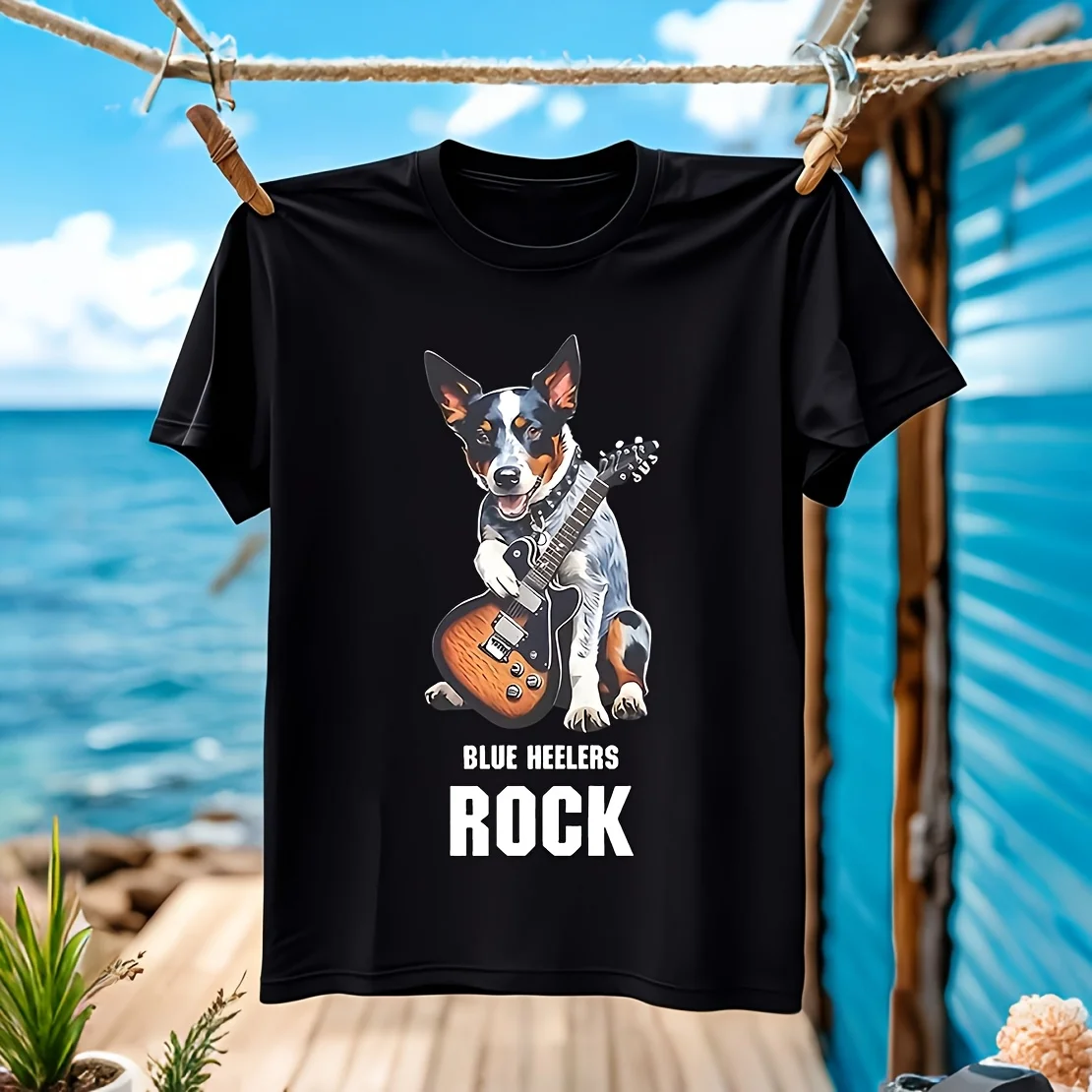 

Мужская футболка Blue Heeler, Dog Breed, Rock, 100% хлопок, повседневная, дышащая, удобная, для занятий спортом, доступна в различных размерах