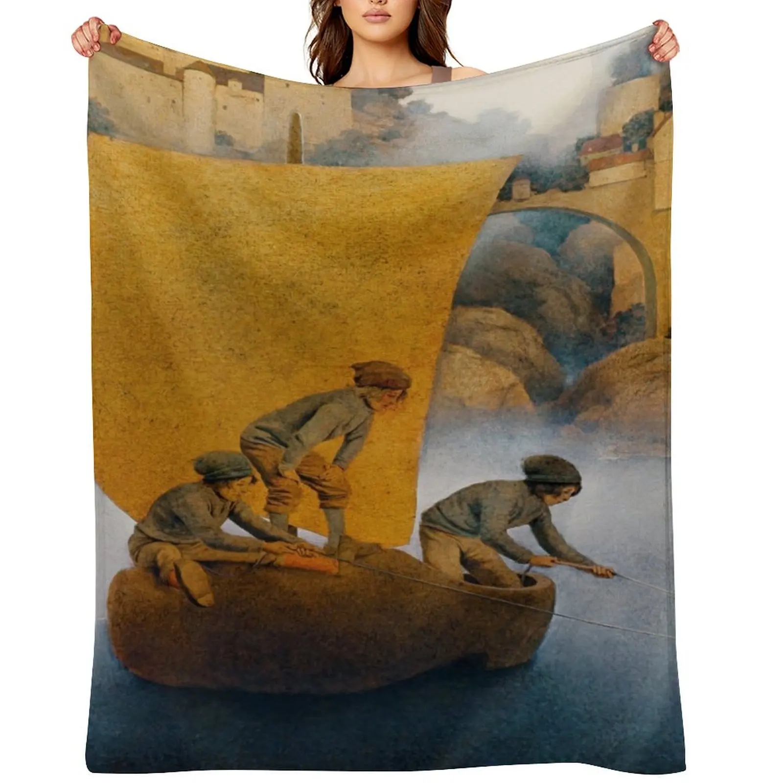 

Wynken, Blynken, and Nod by Maxfield Parrish - Fairy tales Throw Blanket blankets ands Sofa Throw Bed Blankets