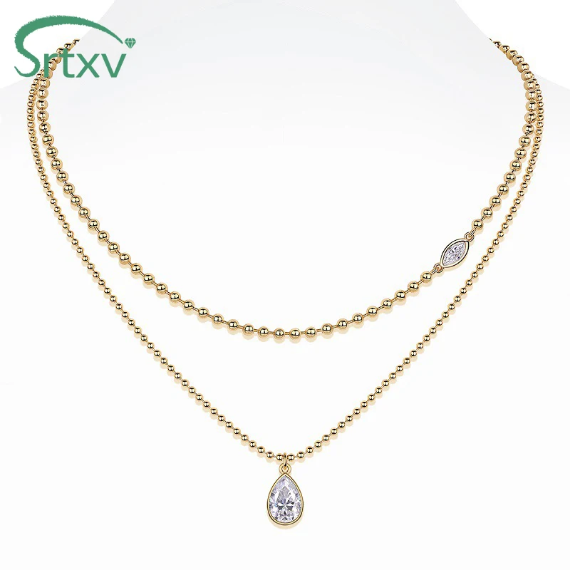 

Ожерелье в стиле хип-хоп с муассанитом грушевидной огранки для женщин, стерлинговое серебро S925, позолоченное 18 карат, штабелируемая бриллиантовая цепочка на шею, свадебные украшения