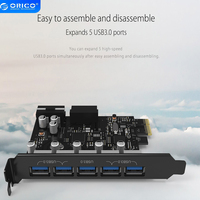 ORICO USB 3.0 PCI-E Expansion Card 5 Ports Hub Adapter External Controller Express Card with 4-pin Power Connector PCIE Adapt