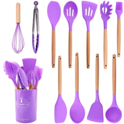 Wooden Silicone Kitchen Utensil Nonstick Cooking Utensils Spoon Soup Ladle Turner Pancake Spatula Tong Cookware Baking Gadget