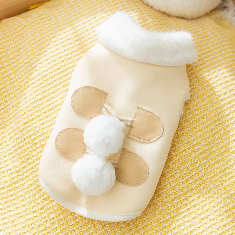Solid Color Dog Clothes Winter Thickened Teddy Cotton Clothes Cute Wind Sleeveless Vest Yorkshire Fleece Sweater Dog Products image 4