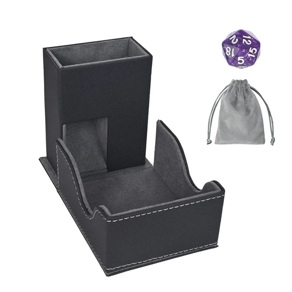 

Portable Foldable Dice Roller Tower PU Leather with Bag Dice Tray Convenient Special Design Dice Tower for RPG Table Top Gaming