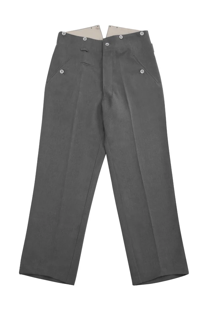 Pantalones de gabardina gris piedra M1915, pantalón alemán, Primera Guerra Mundial, GU1B-010