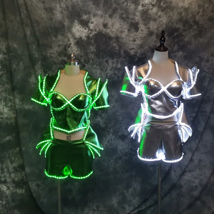 LED Luminous Robot CostumeBar Nightclub Peorce Women's Clothing Stage Peorce Luminous LED Flashing ClothingCustomized Cool &