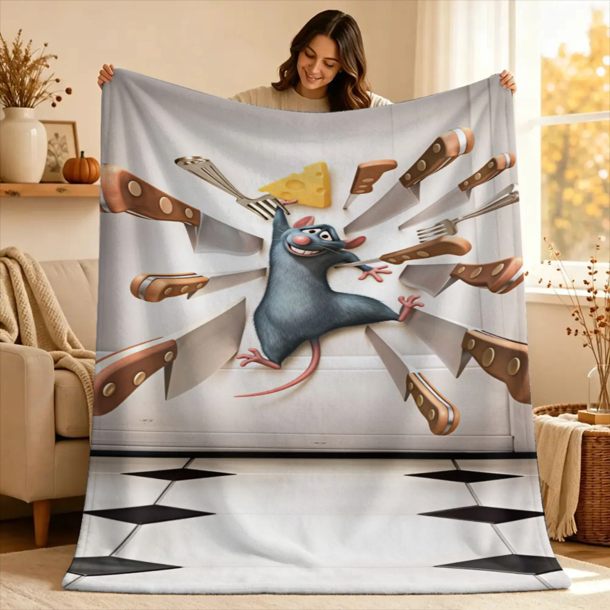 Ratatouille Flannel Blanket Anyone Can Cook  Soft Warm Throw Blanket for Home Decor Decorative Bedspread Sofa Bed Cover