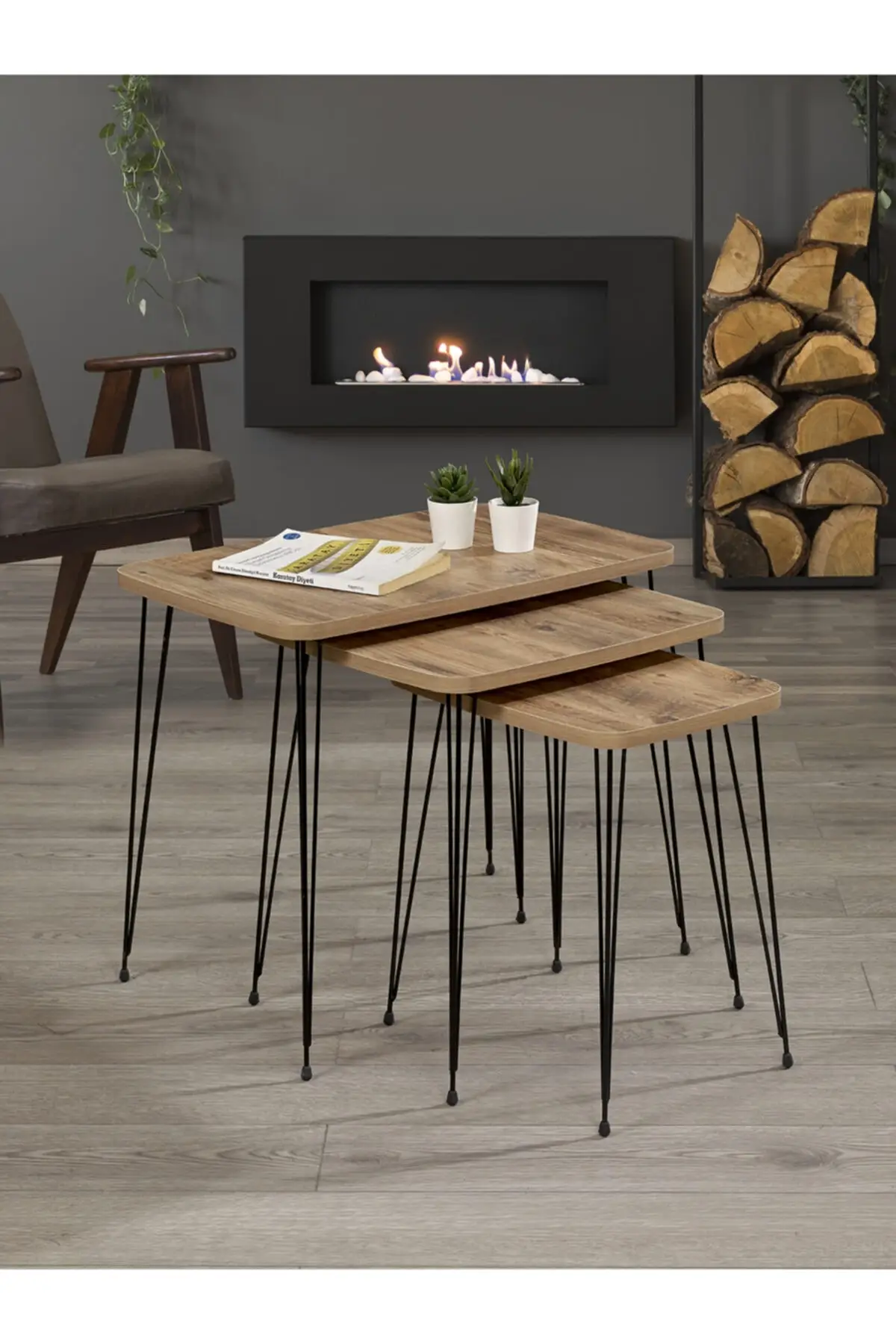 Rectangle Zigon Coffee Table PCs set Walnut Set Feet Delicate Slim Beautiful Decorative Solid All Handmade Home Living Room Tumbled Colors