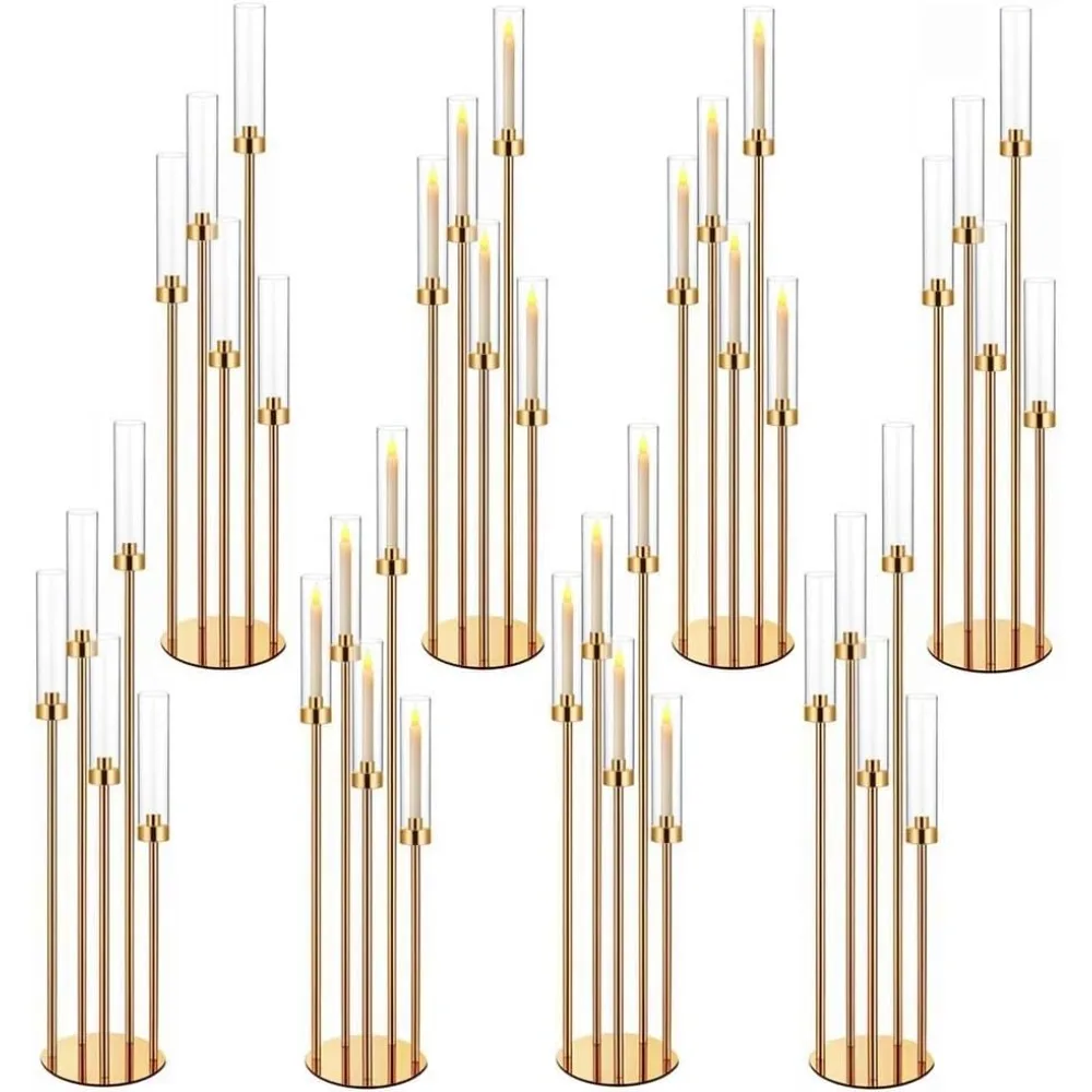 

42.5in Gold Candelabra Centerpieces for Tables Candlestick Holders Decor Wedding Centerpiece Table Decorations 5 Arm Candle Hold