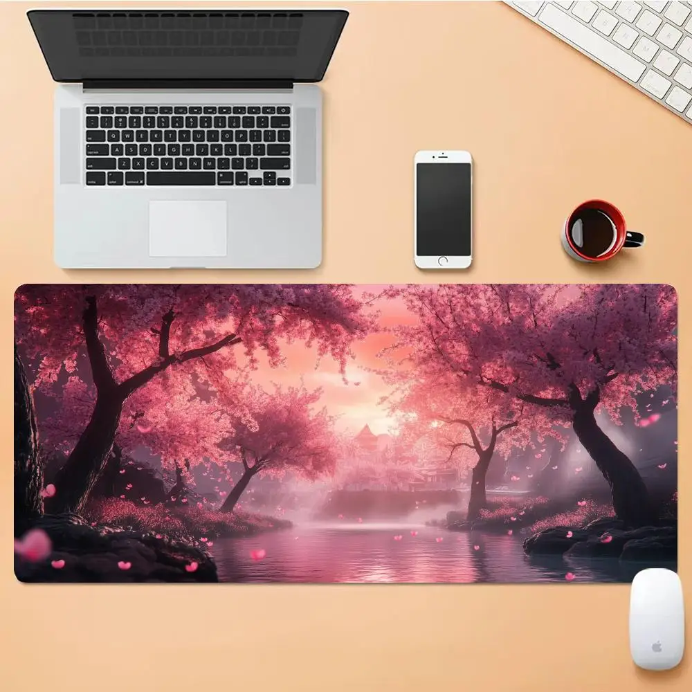 

XAXC Sakura XXL Gaming Mousepad - Mountain Landscape Anime Mouse Mat Large Desk Pads for Keyboard And Computer Laptop