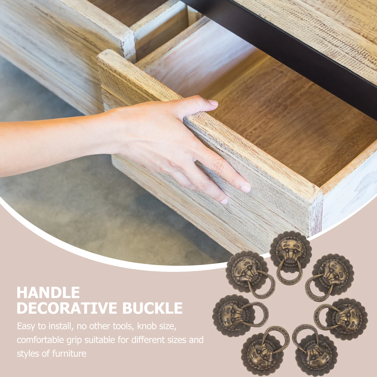 

10pcs Lion Head Handle Retro Bronze Cabinet Knob Premium Tin Alloy Decorative Pull For Furniture Drawer Wine Box Door