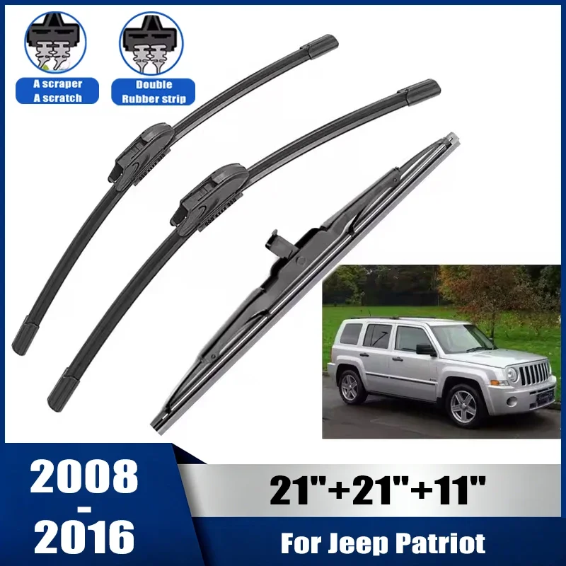 21''+21''+11'' Car Wiper For Jeep Patriot 2008-2016 Front Rear Wiper Blades Brushes Cutter Auto Accessories 2012 2013 2014 2015