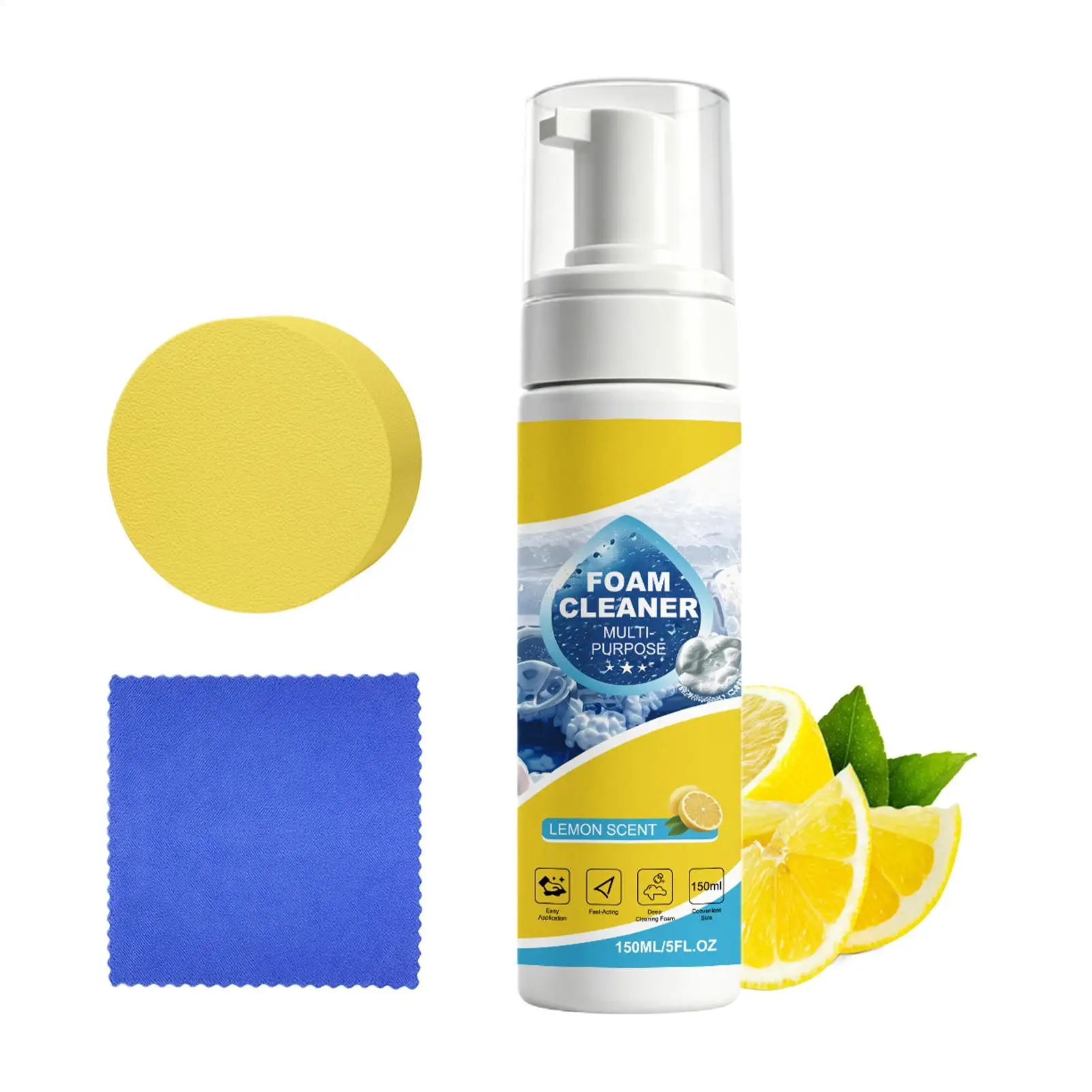 150ml Multi-Purpose Car Interior Cleaner Deep Cleaning Foam Restores Leather Fabric Upholstery Removes Dirt & Stains