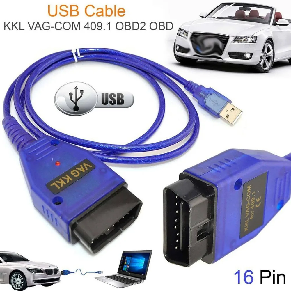 Diagnostic Tools For VAG KKL Scanner Tool For VAG-KKL 409 With CH340 Chip For VAG 409 KKL OBD2 USB Interface Diagnostic Cable