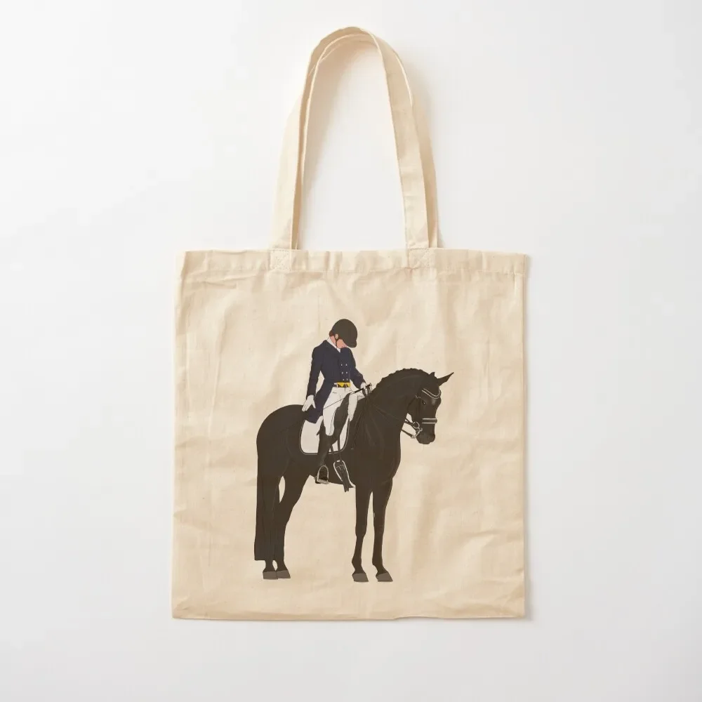 Black Dressage Horse and Rider Salute Tote Bag Shopper handbag shopper bag woman Custom bag