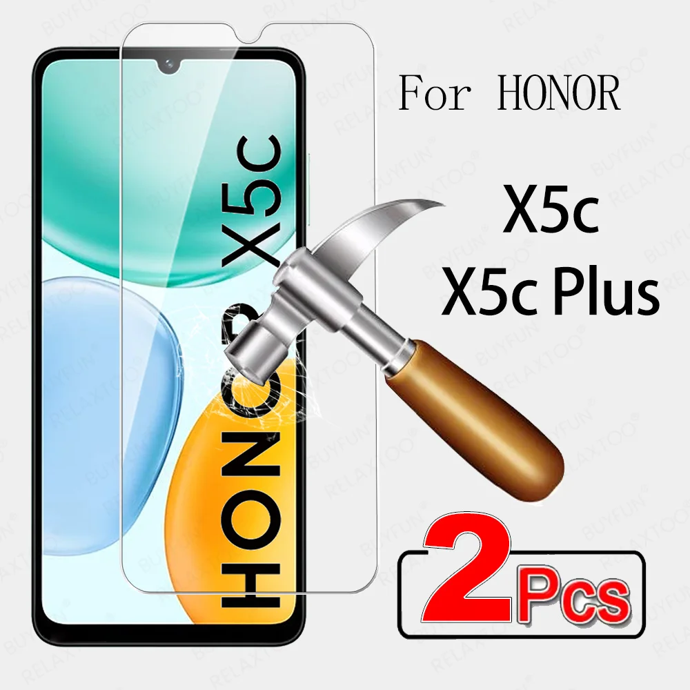 2Pcs For Honor X5c Tempered Glass HonorX5c Plus Screen Protector Clear Protective Film HonorX5cPlus HonorX5c X5cPlusu 4G Glass